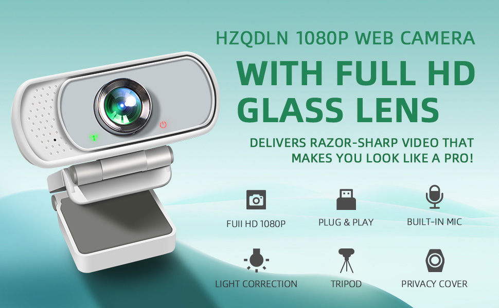 HZQDLN 1080P Webcam with Full HD Glass Lens