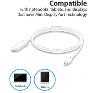 SatelliteSale Uni-Directional Mini DisplayPort to HDMI White Gold Plated Cable