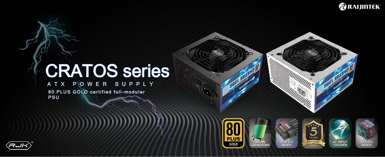 RAIJINTEK CRATOS 1000 WHITE, a ATX3.0 1000W 80PLUS GOLD PSU, meets