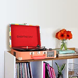 DIGITNOW Decorative Record Player, Turntable Suitcase With Multi-Function -  Orange & Reviews