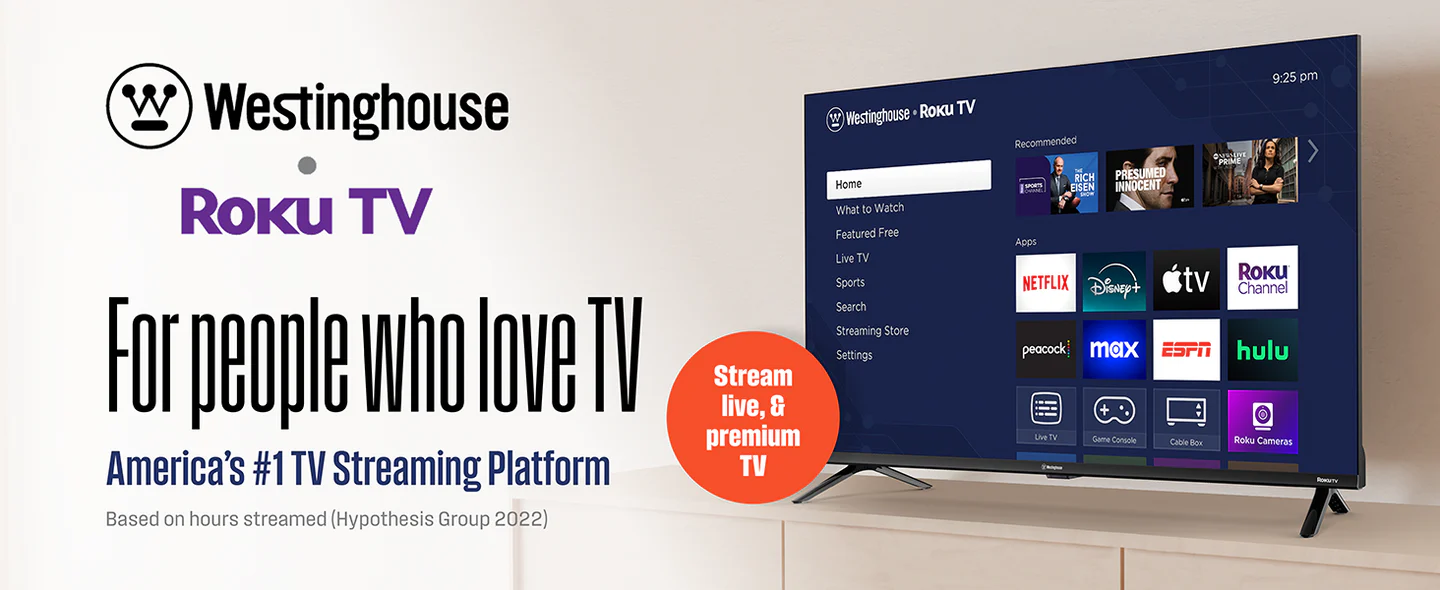 Westinghouse Smart Roku TV, HD QLED, Dolby Digital+, Wi-Fi, Bluetooth, AirPlay, Alexa & Google Assistant