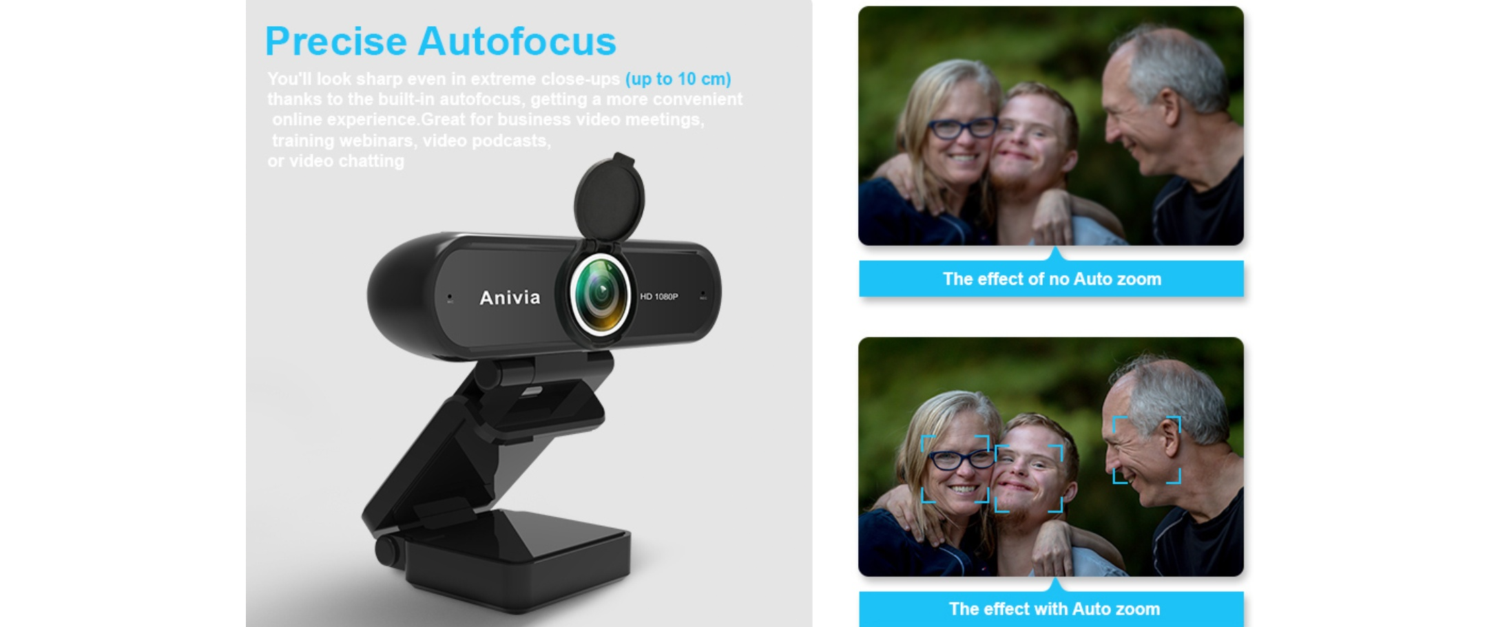 Anivia webcam,precise autofocus,face tracking,close-up sharp image