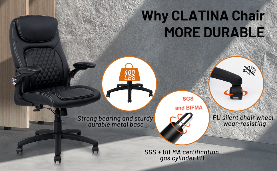 PU Leather with Adjustable Flip-up Armrests