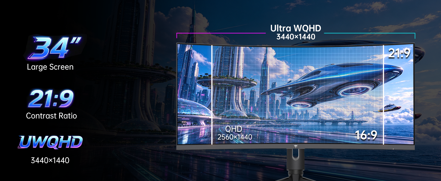 KTC 34 Inch Curved UWQHD Gaming Monitor H34S18E