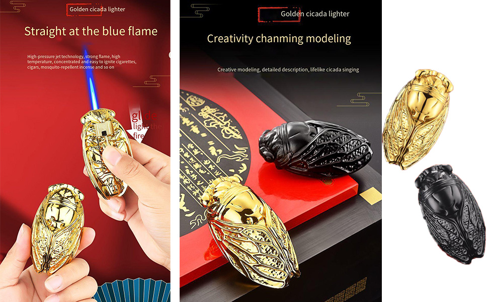 Cicada shaped metal inflatable lighter