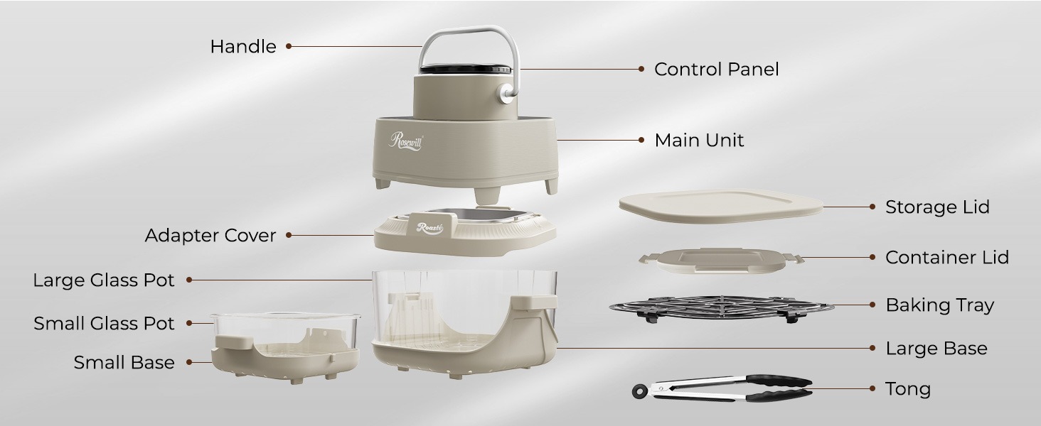  Rosewill 8-in-1 Portable Glass Air Fryer - White
