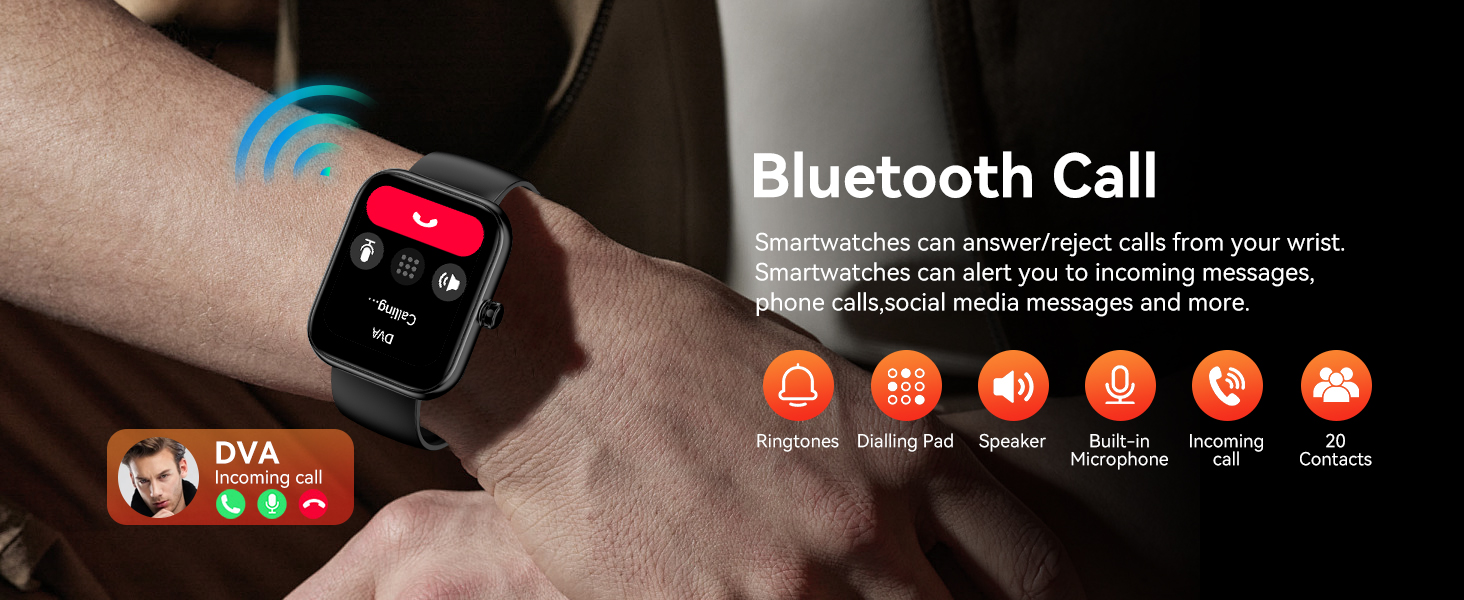 Smart Watch with Alexa Built-in, 1.83'' Touchscreen with Call Function, IP68 Waterproof Fitness Trac