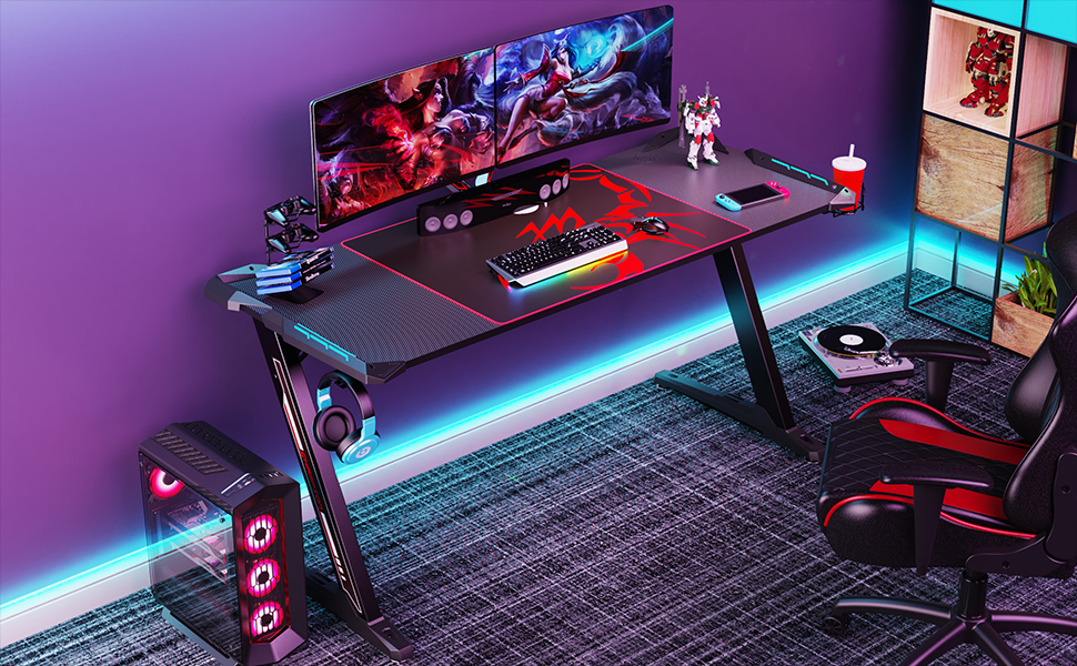 Eureka Ergonomic Z60 Gaming Desk with LED Lights