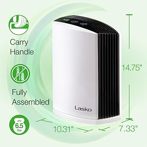 Lasko LP200 Portable Home Office 3 Speed Desktop Air Purifier Machine