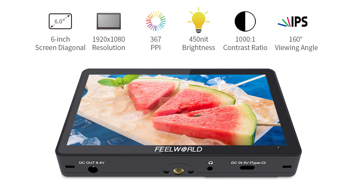 FEELWORLD F5 Pro V4 6 Inch Touch Screen DSLR Camera Field Monitor