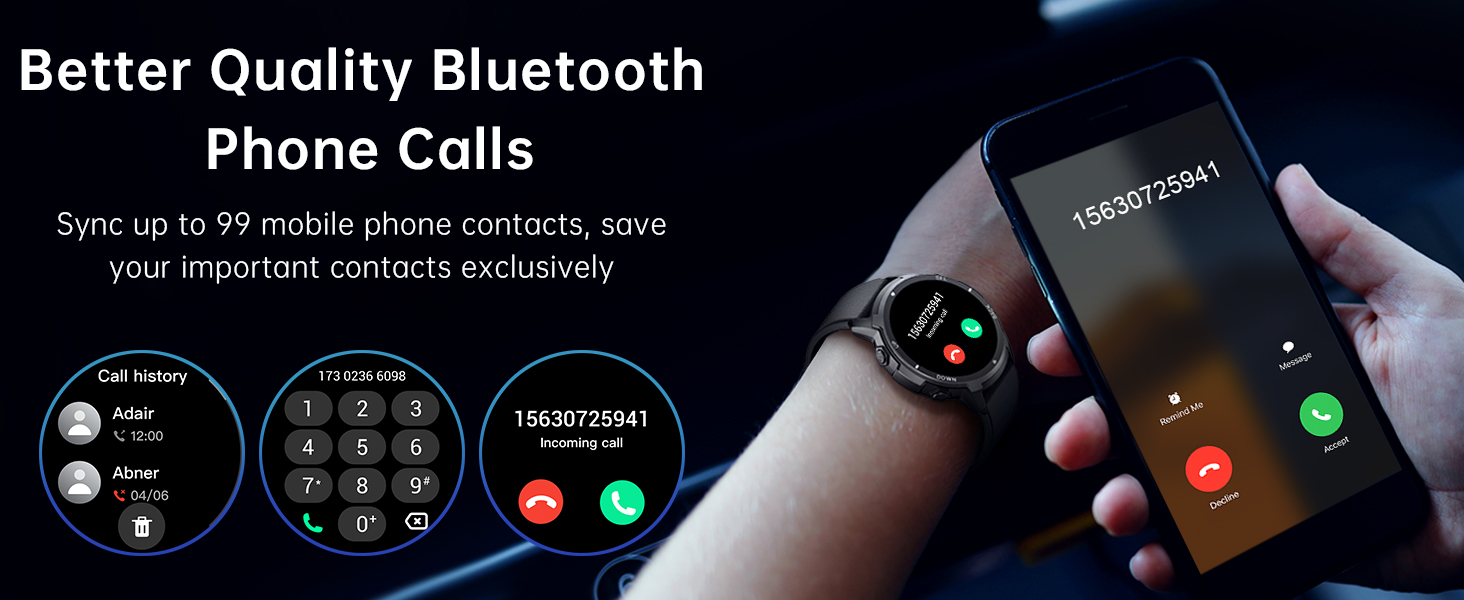 Smart Watch for Men- Bluetooth Call, Military Smartwatch Waterproof Fitness Sleep Tracker Watch with