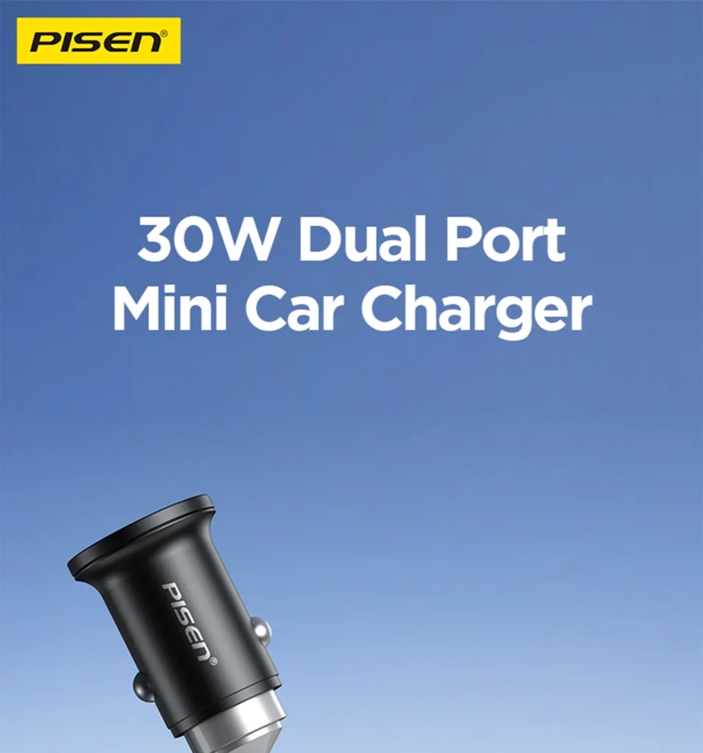 PISEN Quick Type-C+USB-A 30W Mini Car Charger
