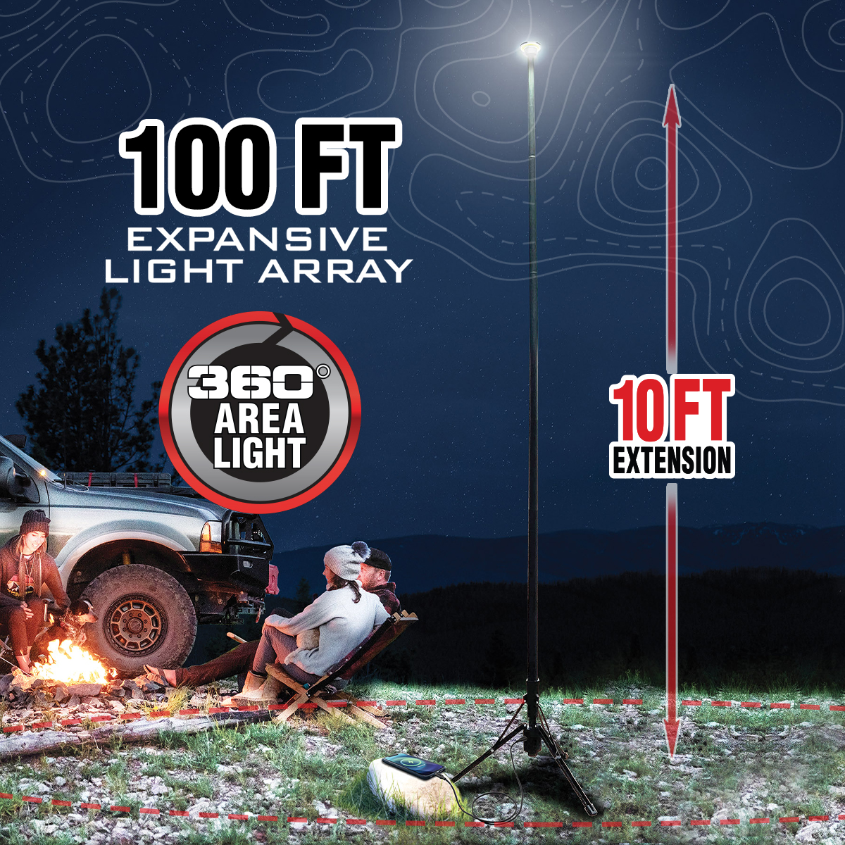 STKR - FLi OVER-LANDER 10 Ft. Telescoping Light with Wireless