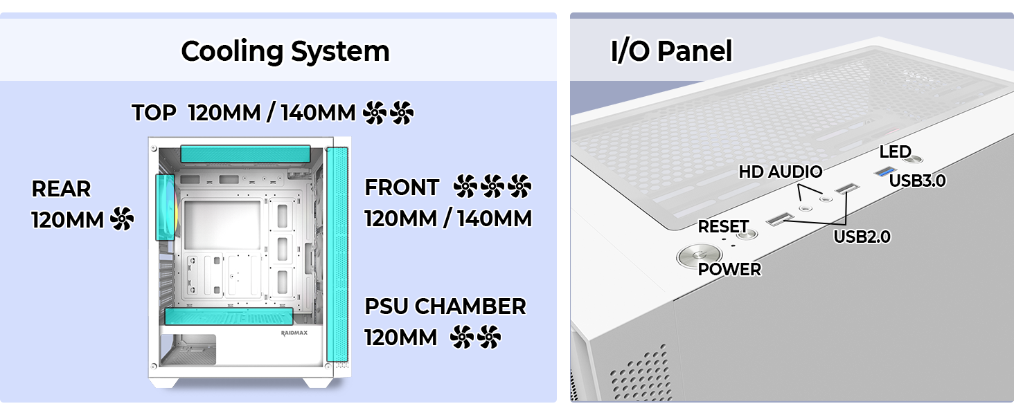 atx mid tower case, mesh front, intake airflow, argb fans, tempered glass