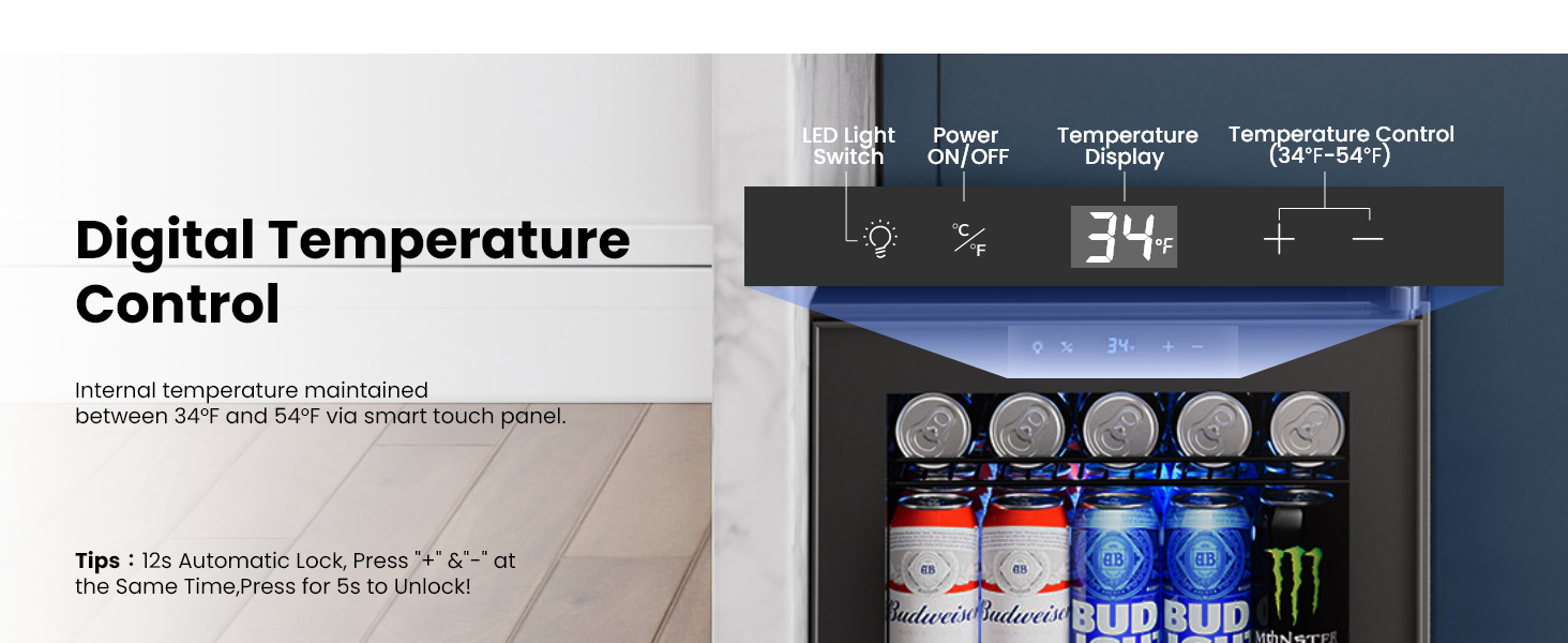 34-54°F digital temp control