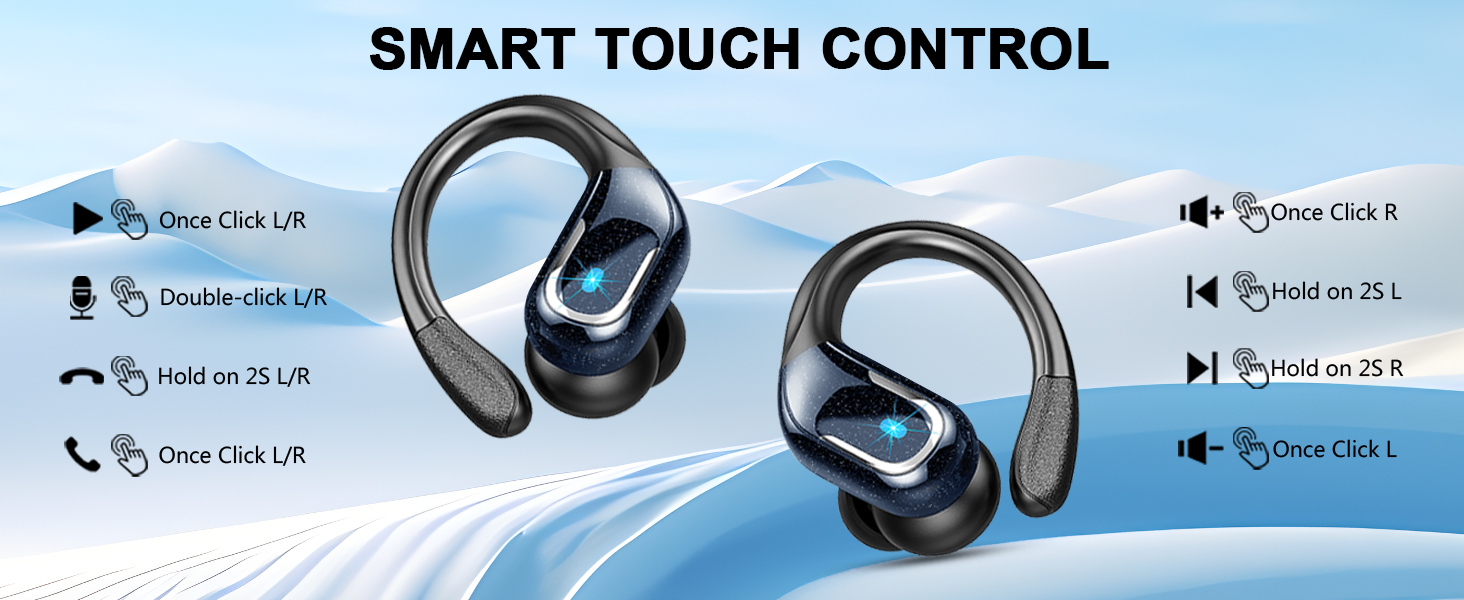 Wireless Earbuds, 75hrs Bluetooth 5.4 Headphone Sport, 2025 Bluetooth Earbuds Deep Bass Over Ear Bud