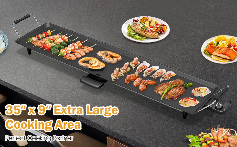 Electric Teppanyaki Table Top Grill Griddle BBQ Barbecue Nonstick Camping,  1 unit - Pay Less Super Markets