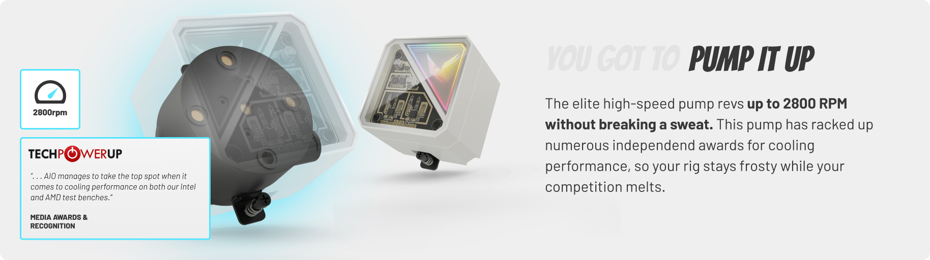 High performance, high RPM pump with 2800RPM speed.