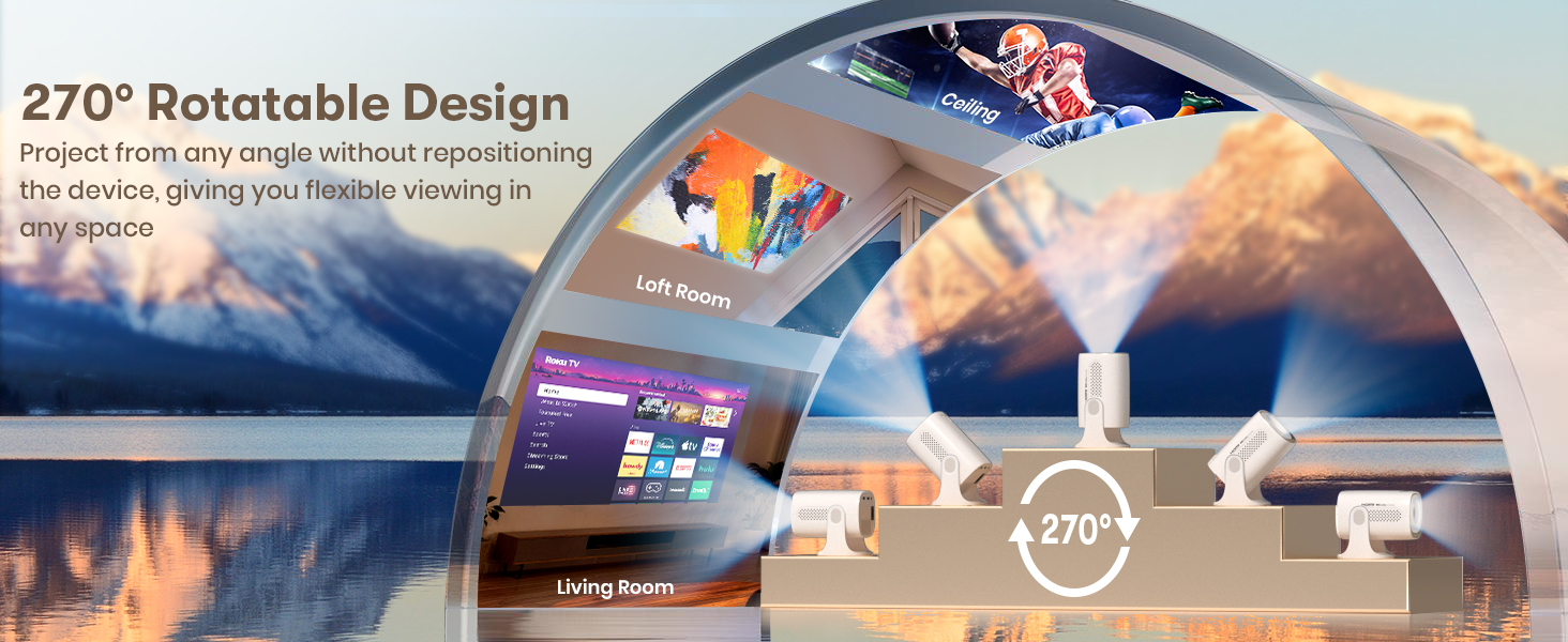 Miroir RK100 Roku TV Smart Projector