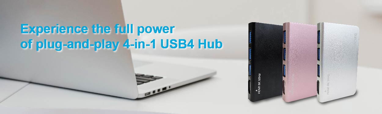 Experience the full power of plug-and play 4-in-1 USB4 Hub
