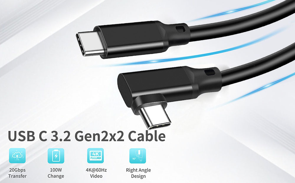 2-Pack USB3.2 Gen 2X2 USB C to C Cable