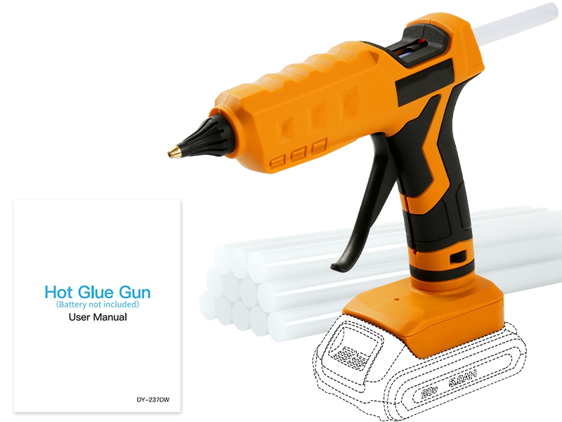 Cordless Hot Glue Gun 100W for dewalt 20V Battery Handheld Wireless Power  Glue Gun Full Size with 12pcs Glue Sticks(0.43) for Art DIY Craft Home  Repair School(Battery Not Included) 