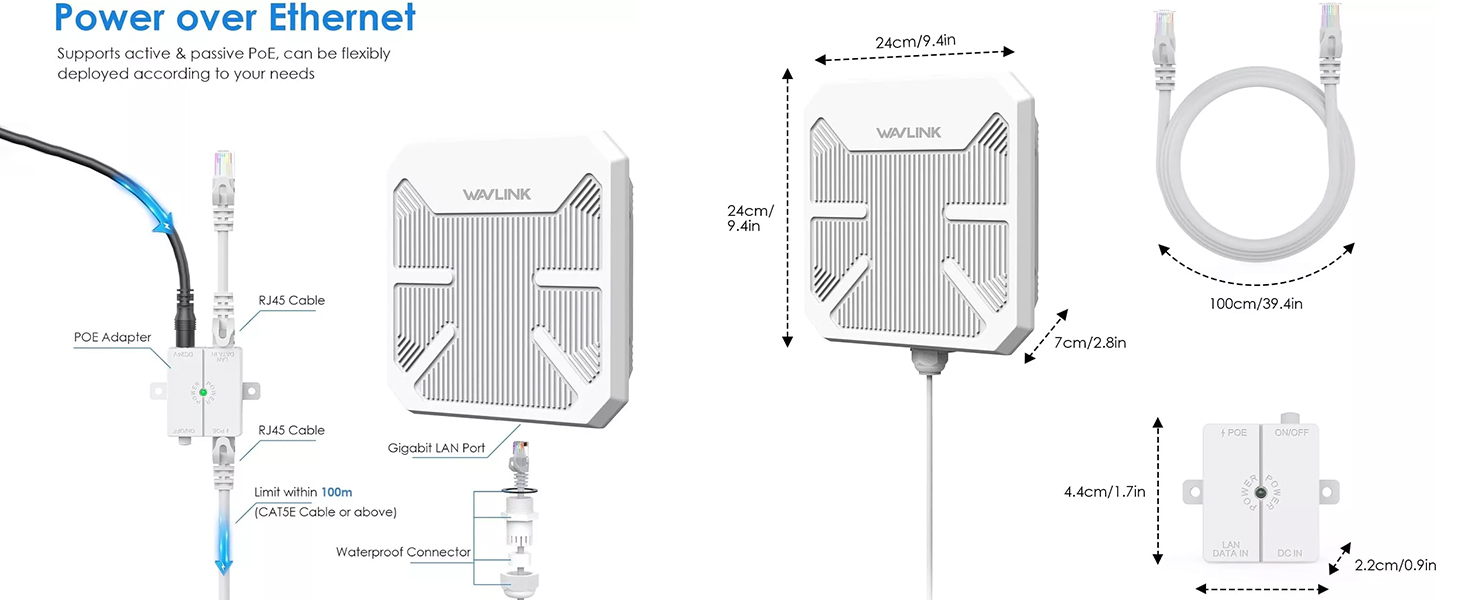 WAVLINK WL-WN573HP3 AX3000 WiFi 6 Outdoor WiFi Extender