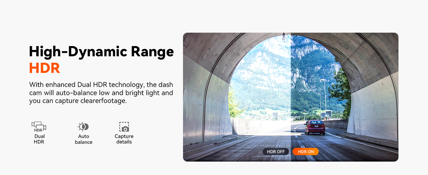 HDR dash cam front and inside