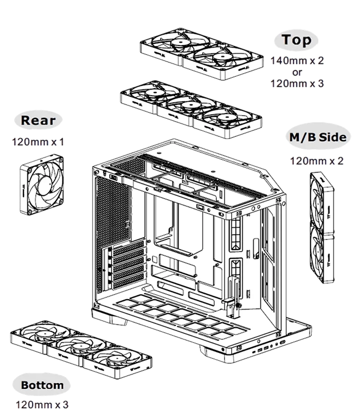 Thermaltake Arcus 280 TG ARGB Micro Tower Chassis - Black