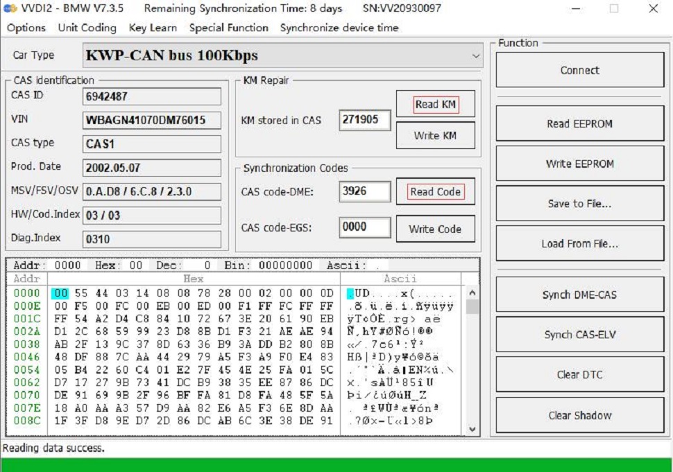 If you want to read the CAS mileage or modify the CAS mileage, please operate the corresponding menu