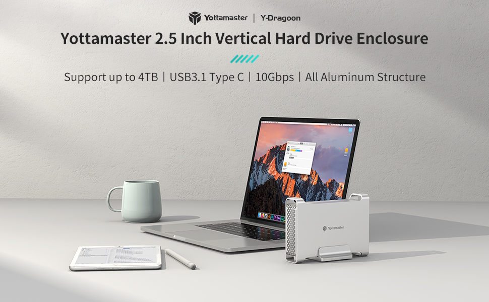 Yottamaster USB3.1 Type-C 10Gbps 2.5 Inch External Hard Drive Enclosure