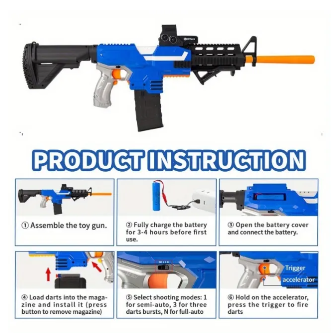 Toy Gun Automatic Sniper Rifle for Nerf Guns Bullets SBL-02A-Blue