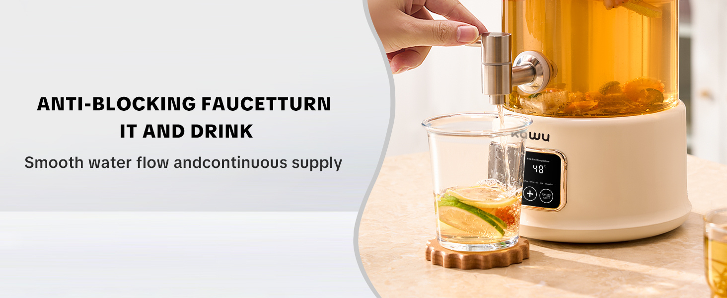 Simply rotate to drink; the water flows smoothly and continuously.