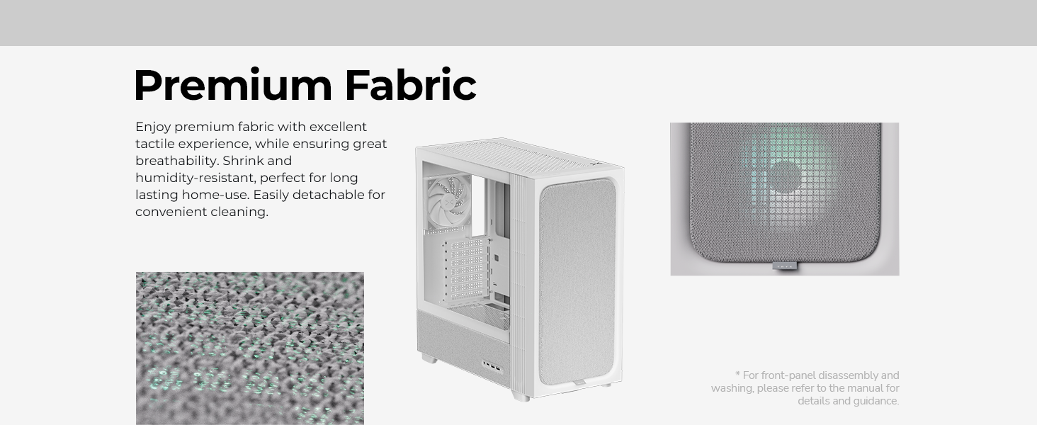 TRYX FLOVA White Mid-Tower Fabric Crafted ATX PC Case features good breathability