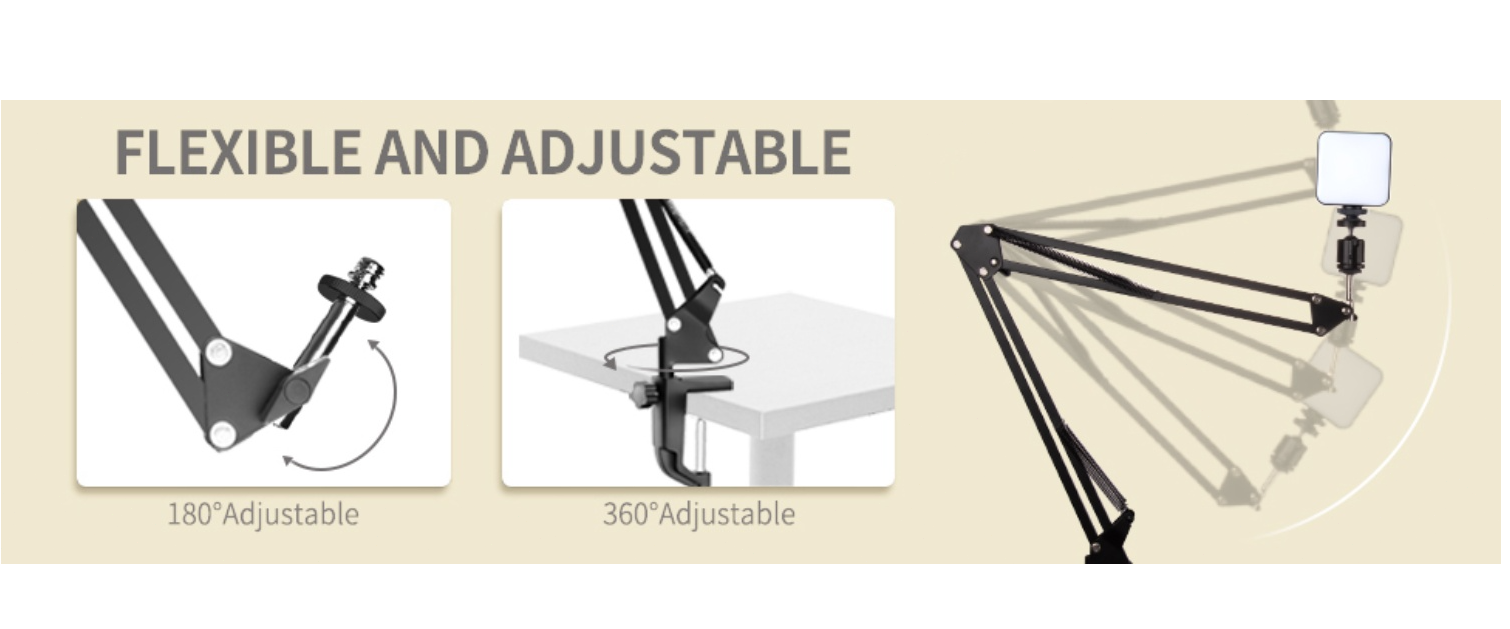 Anivia scissor arm stand, flexible adjustable, 180° & 360° rotation, boom arm
