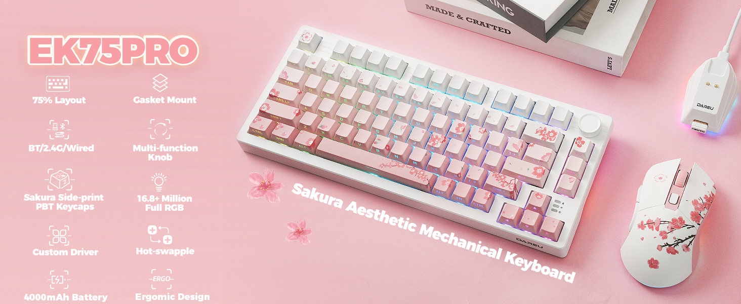 DAREU EK75 Pro Compact 75-Key Wireless RGB Hotswap Keyboard