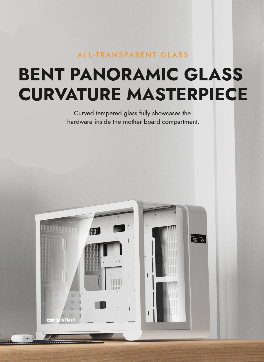 darkFlash L280M, Micro-ATX PC Gaming Case with Dual Real-Time Display