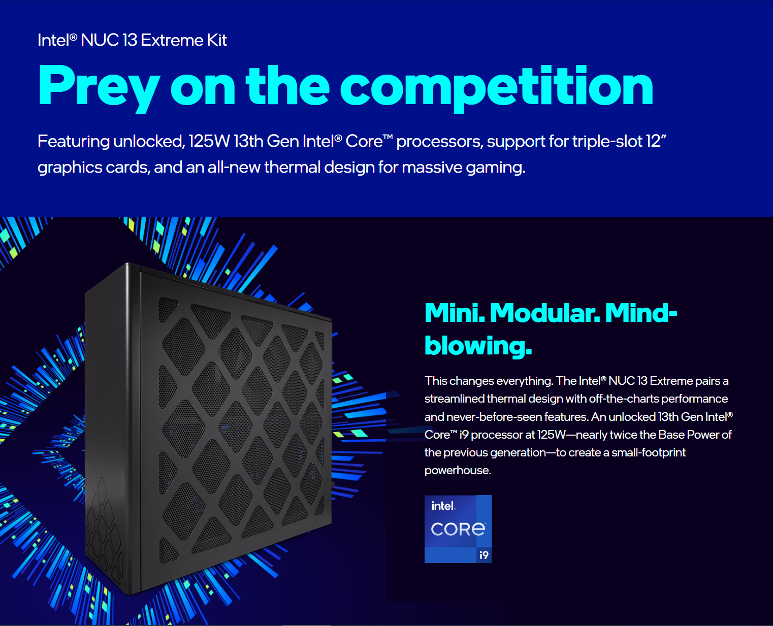 Intel Next Unit of Computing 13 Extreme Kit - NUC13RNGi9 - MT - Core i9  13900K 3 GHz - 0 GB - no HDD - RNUC13RNGI90000 - Mini PCs 