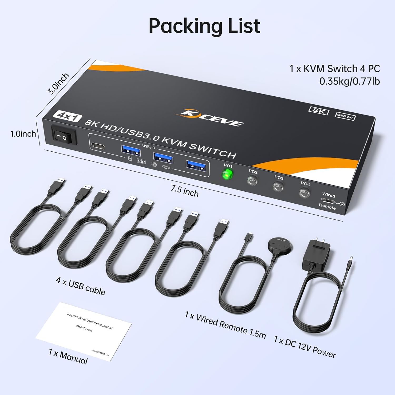 4 USB 3.0 ports support 5Gbps data transfer speed. Compatible with common systems.