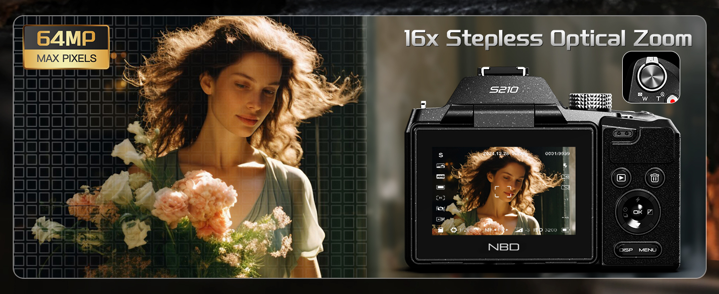 S210 64MP portrait camera with 16x stepless optical zoom