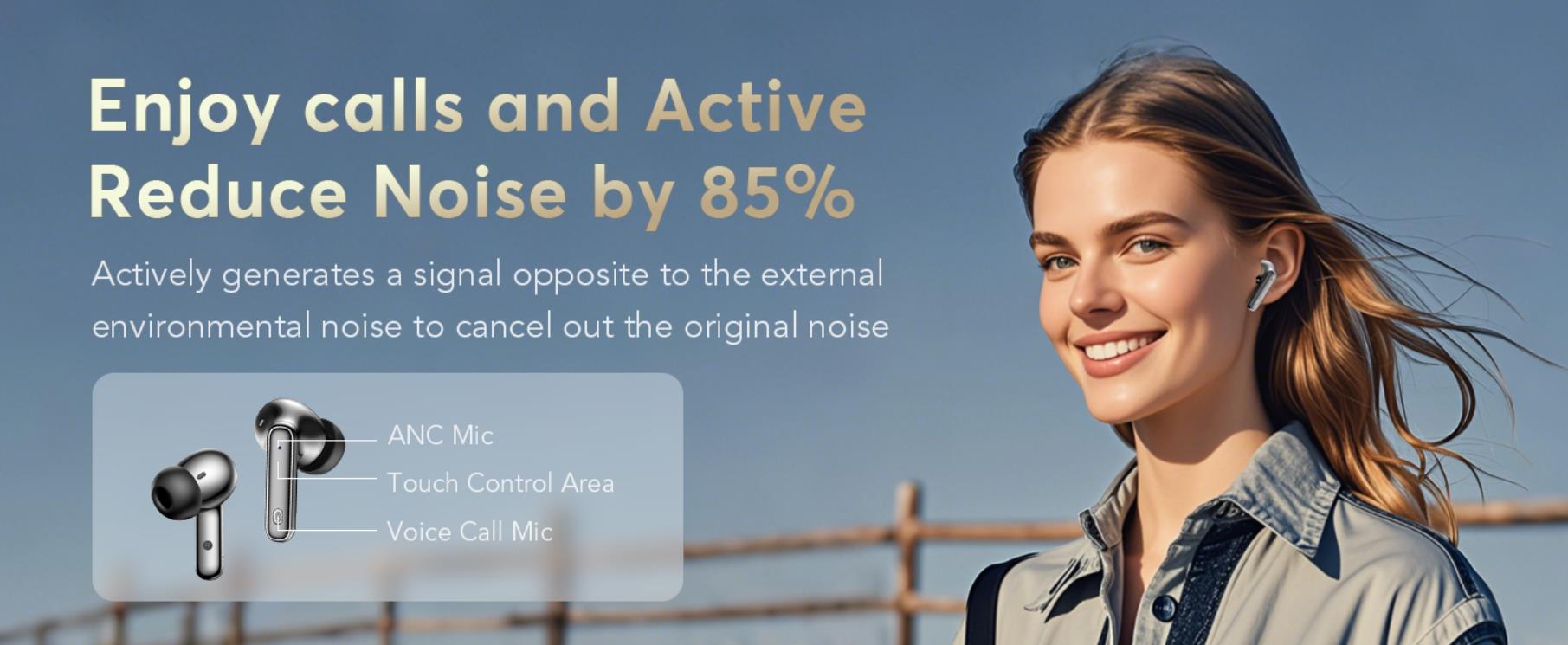 Wireless Earbuds Bluetooth 5.4 Earphones in Ear with Dual Noise Cancelling Mic
