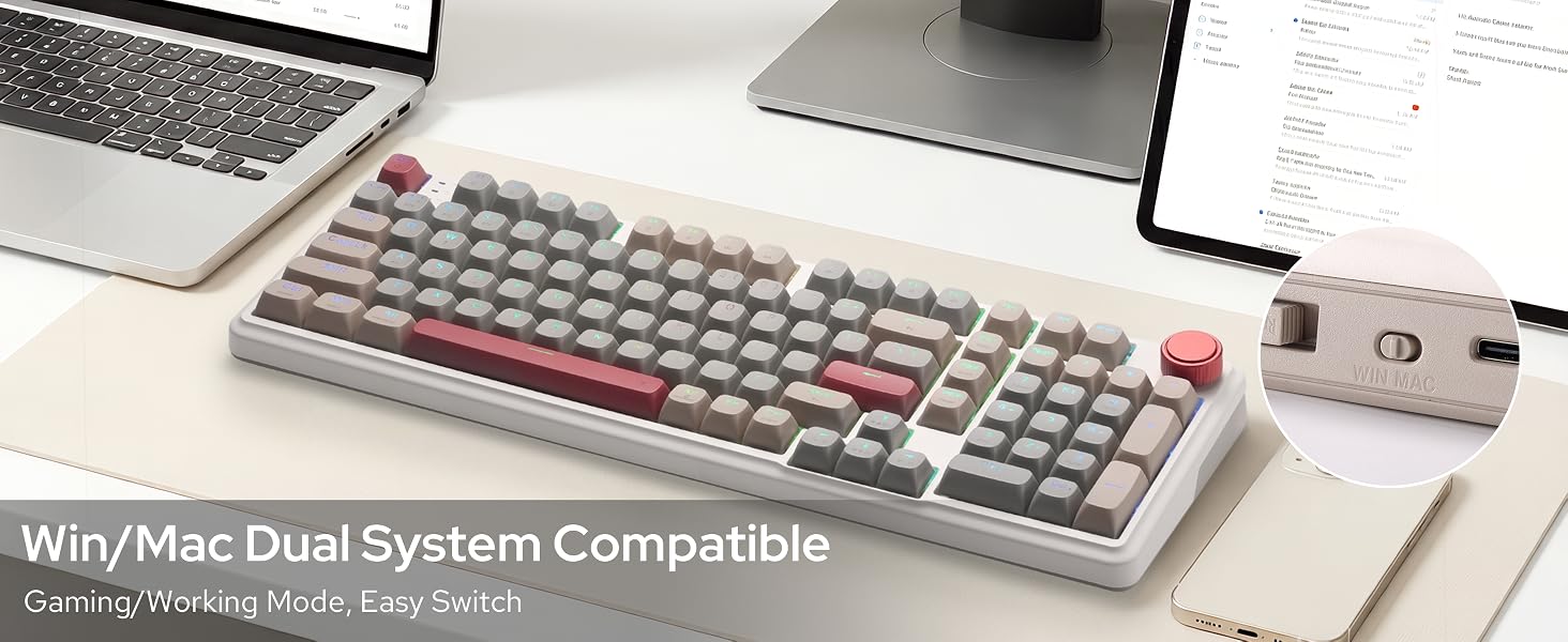 Redragon K768 PRO Wireless 100-Key Gasket Gaming Keyboard, Knob + 8000mAh | Multi-Function Control W