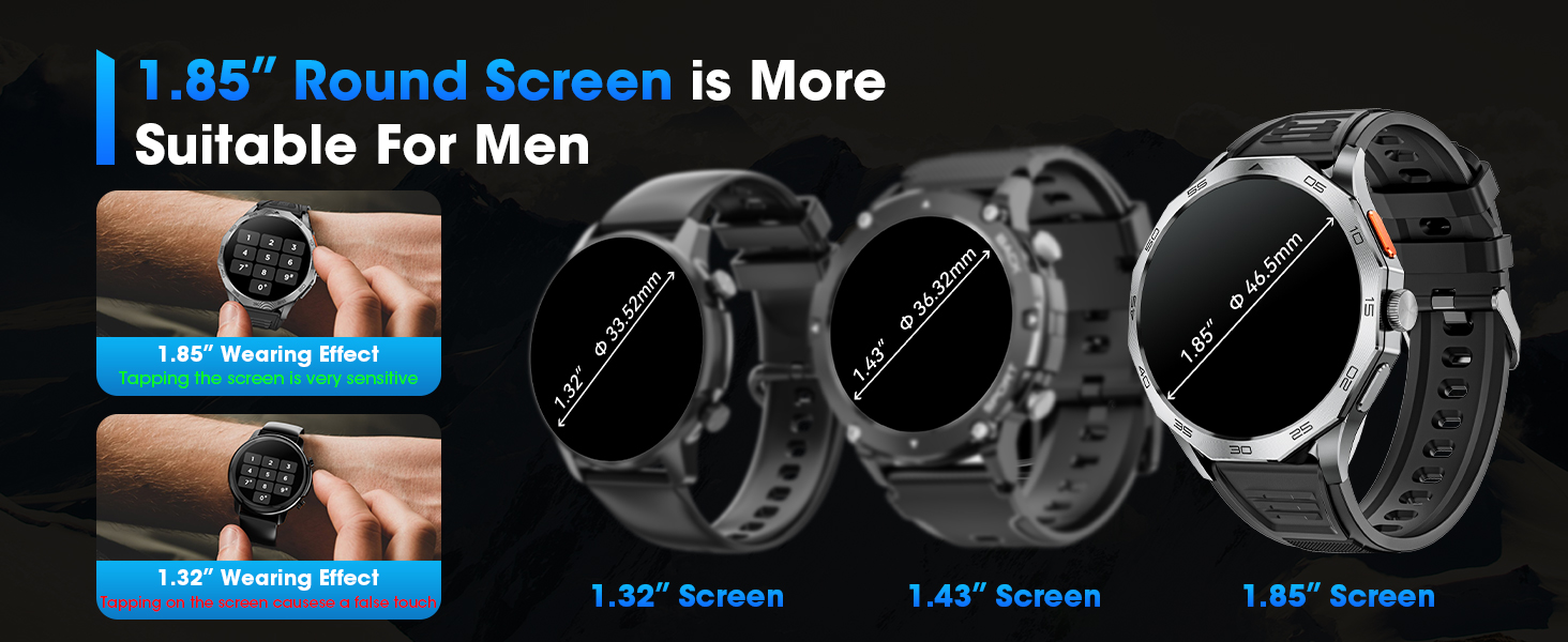 Smart Watch for Men, 1.85" HD Ultra Screen Touch Screen Sport Smartwatch 710mAh Battery Smart Watche