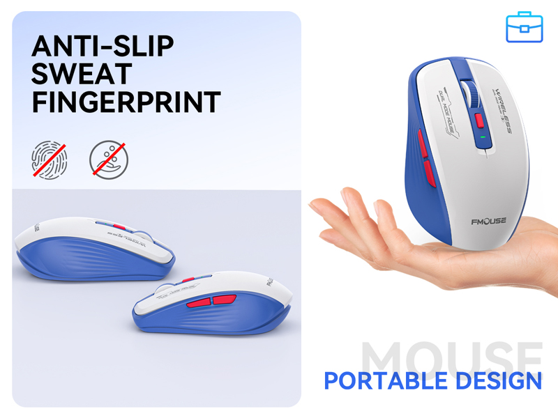 A dual-mode mouse with 2.4GHz and Bluetooth connections, enabling one mouse to control two devices a