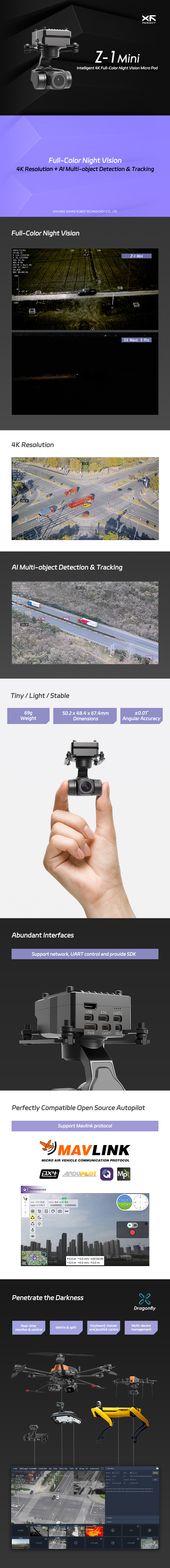 XF Robot-Z-1Mini Intelligent 4K Night Vision Micro Pod