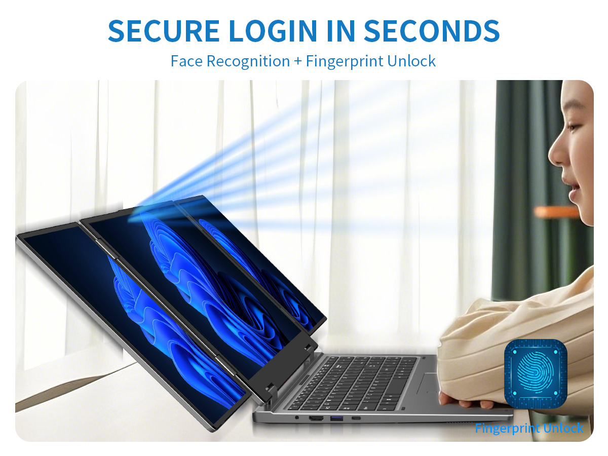 Triple screen laptop
