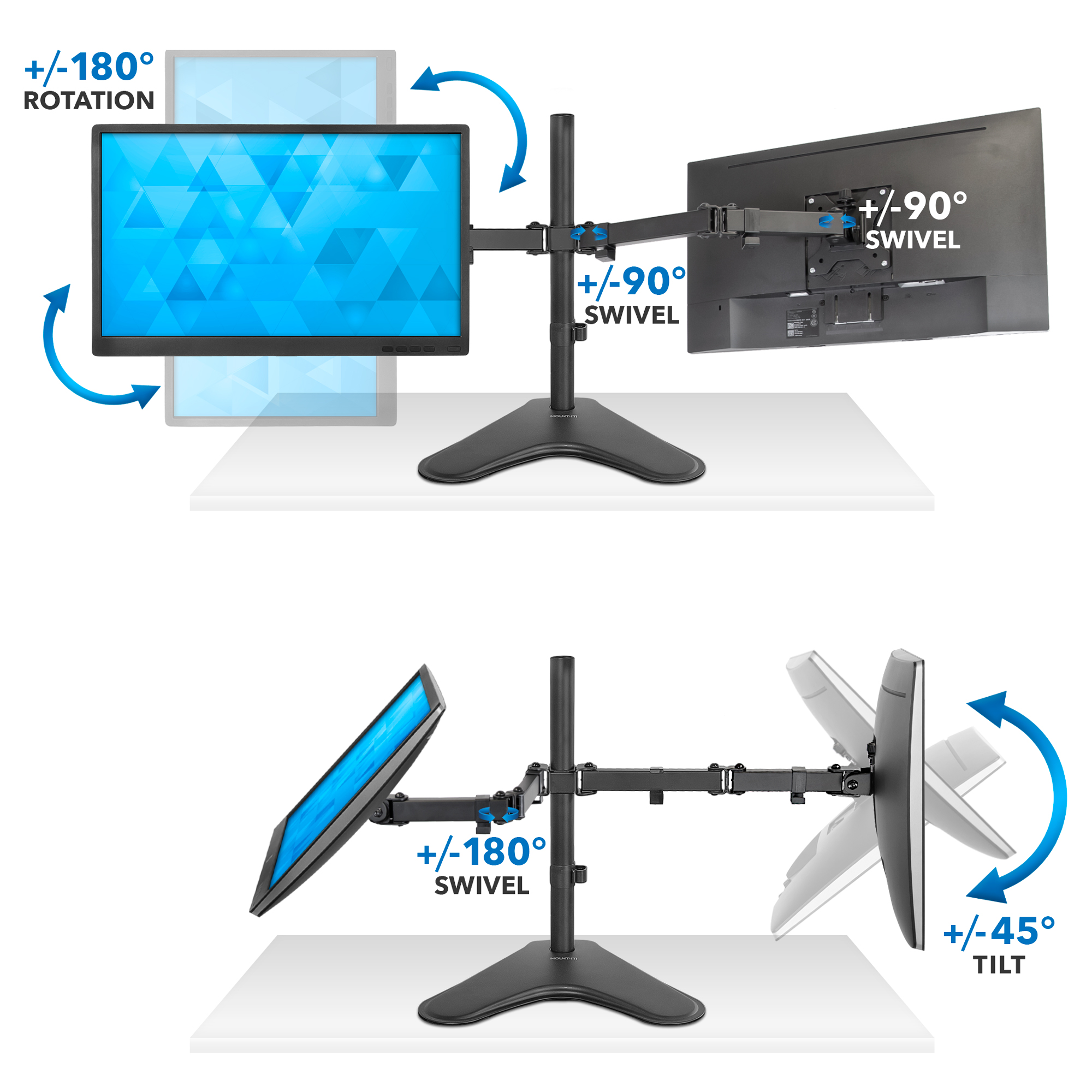 Mount-It! Dual Monitor Stand | Fits Up to 32