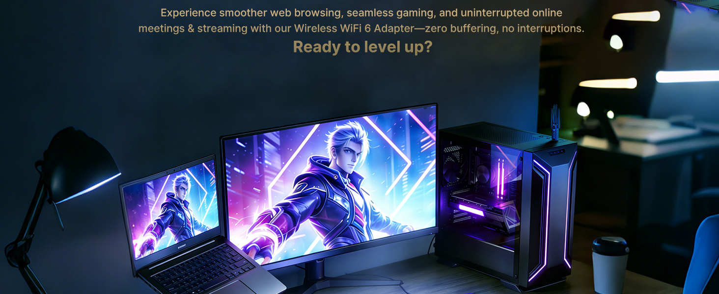 USB WiFi Adapter for PC WiFi Adapter 1800Mbps Max Speed 4 High-Gain WiFi Antennas