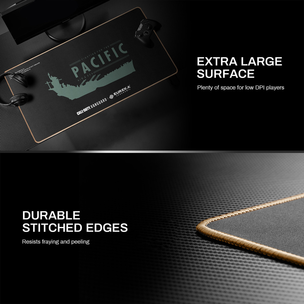 Pacific Theater Mouse Pad Extra Large Surface and Stitched Edges