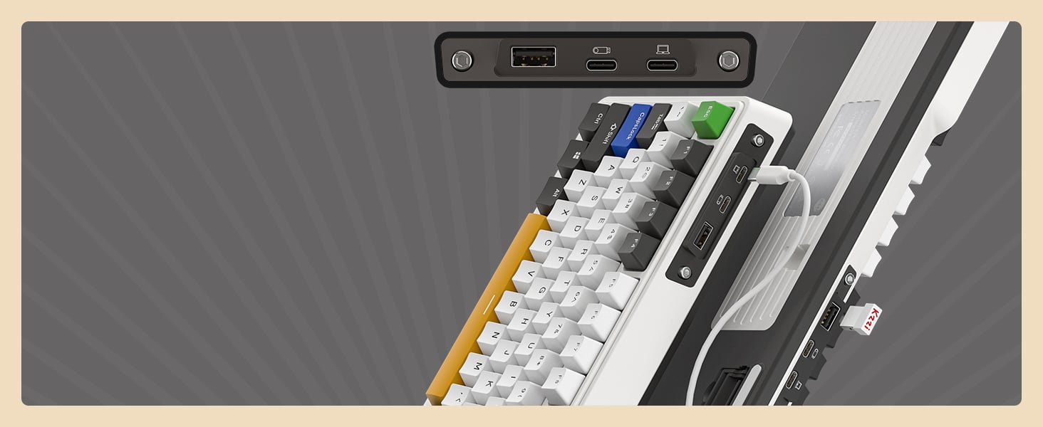 1 USB + 2 Type C Ports The left type-C port is for wired connection and charging only